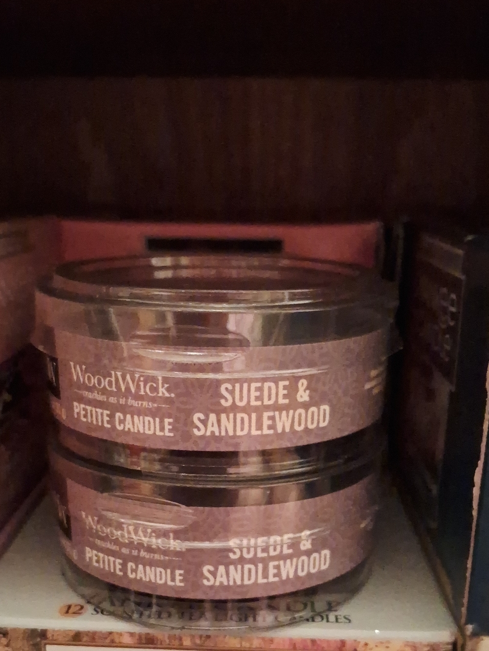 Woodwick Suede & Sandlewood Petite Candle - Brown